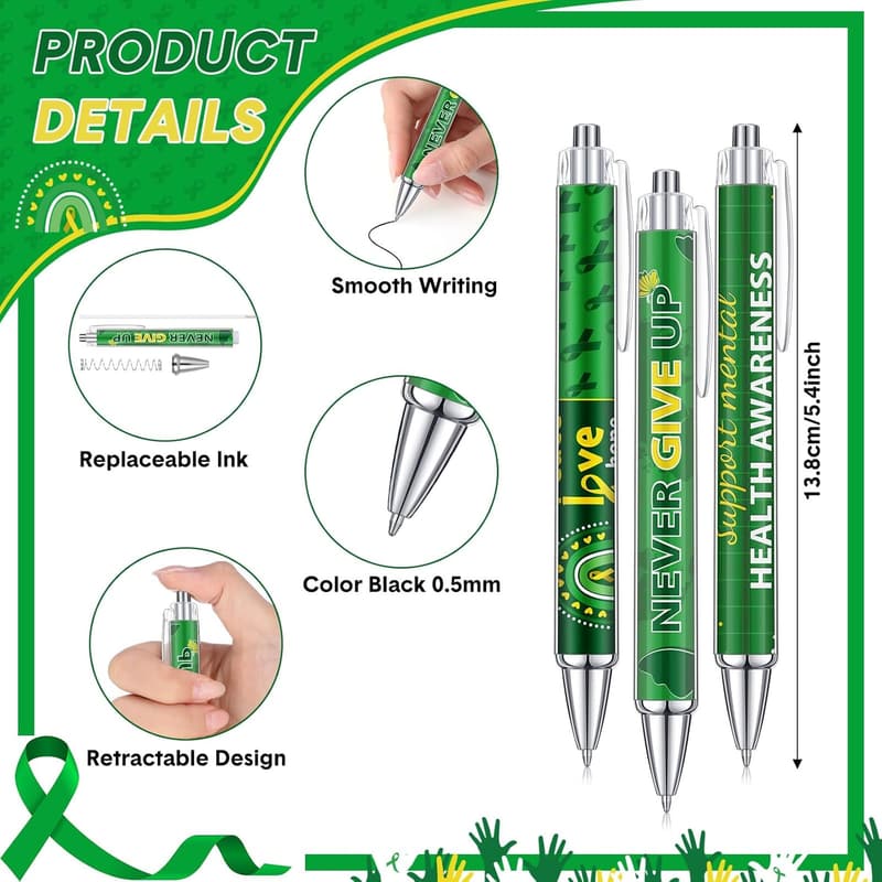 Mental Health Awareness Month Ballpoint Pens - 48 Pcs Set