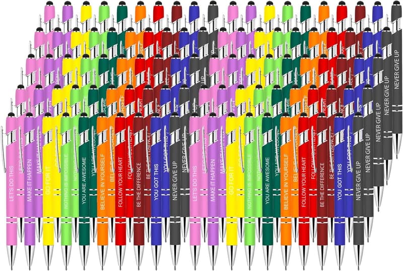 Inspirational Ballpoint Pens - 100 Pack with Quotes