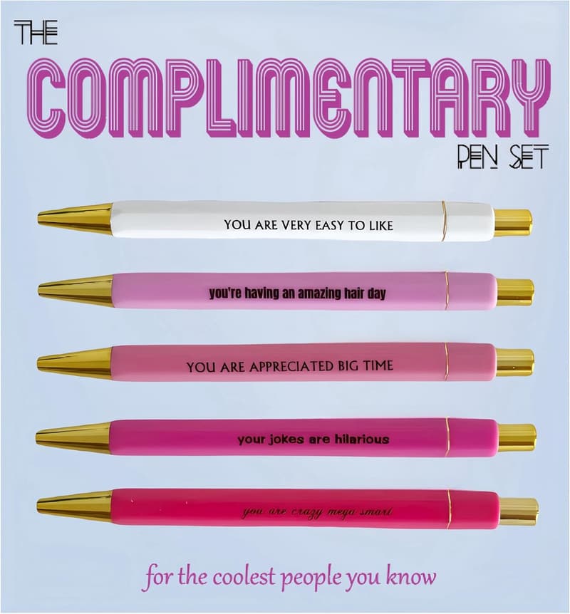 Inspirational Pen Set - 5pcs Funny Quote Office Gifts