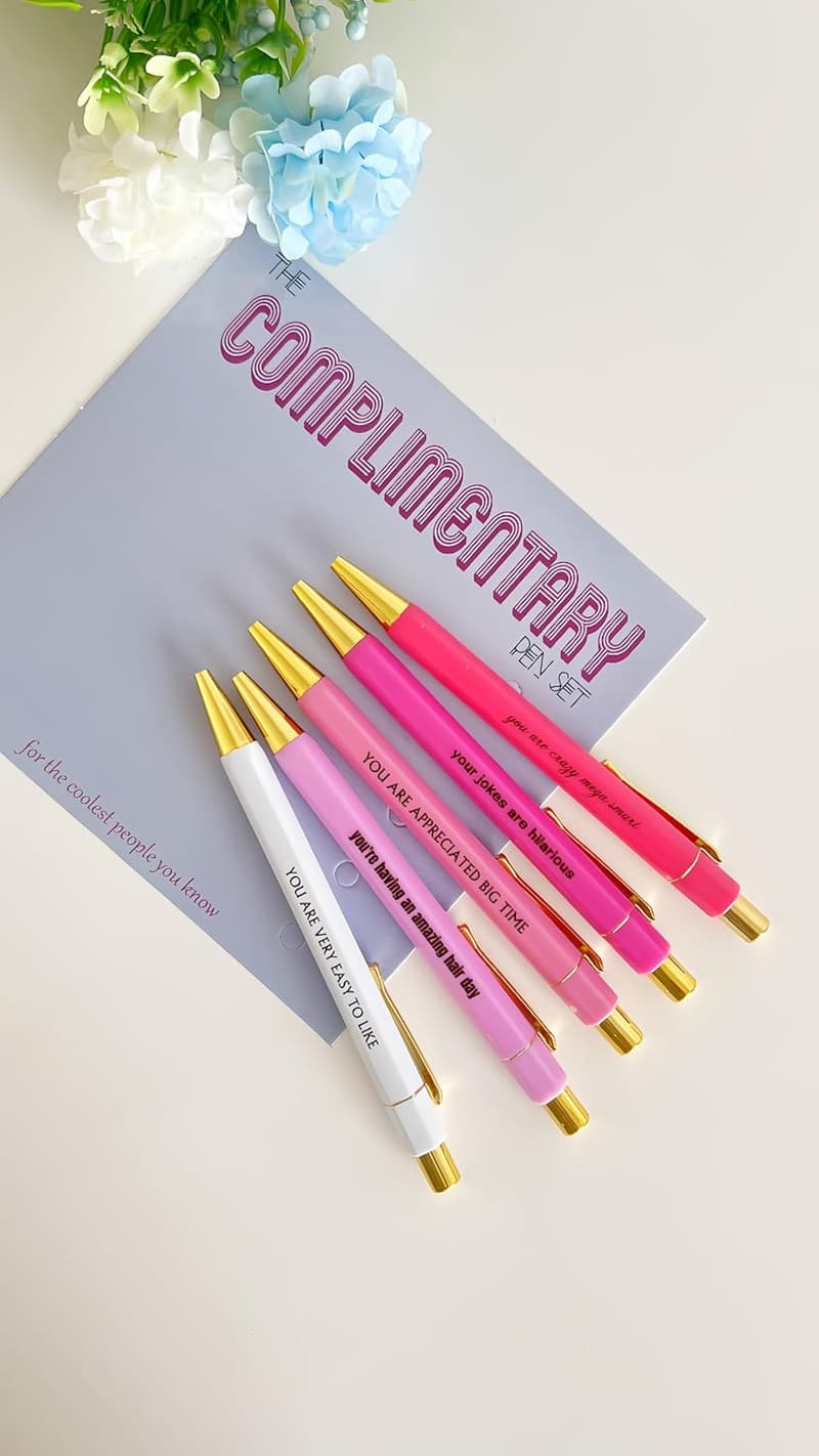 Inspirational Pen Set - 5pcs Funny Quote Office Gifts