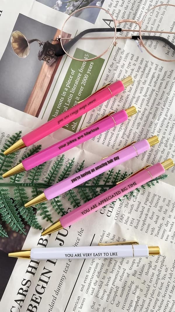 Inspirational Pen Set - 5pcs Funny Quote Office Gifts