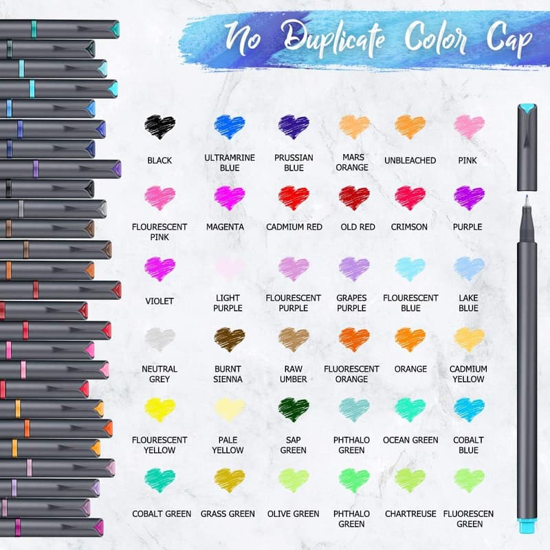 Back to School Colored Fine Tip Markers - 36 Vibrant Colors