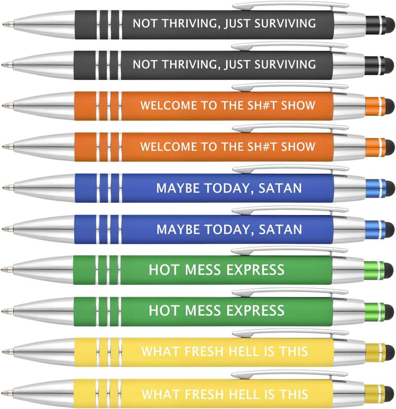 Novelty Ballpoint Pens - Vibrant Color, Black Ink Humor