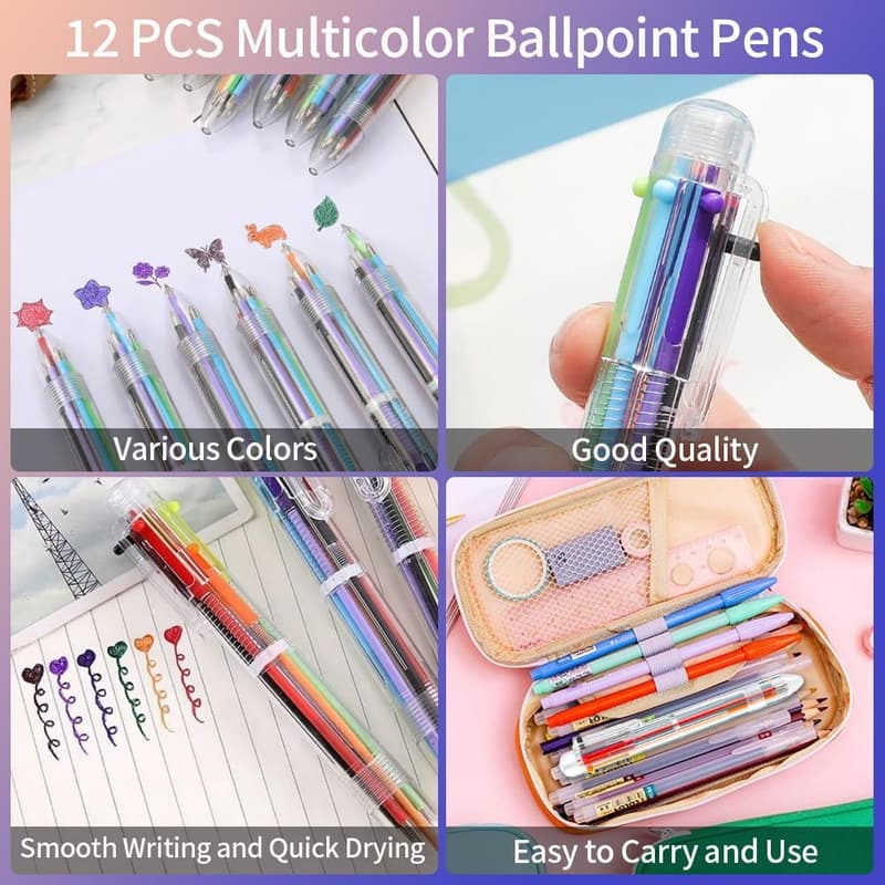 Valentine's Day Classroom Favors - 12 Colored Ballpoint Pens