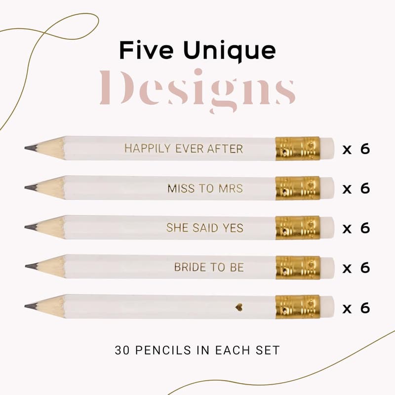 Bridal Shower Mini Heart Pencils Set for Games & Prizes