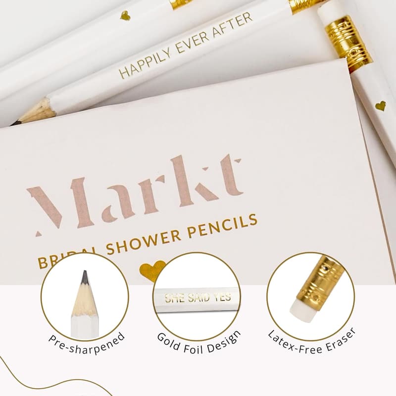 Bridal Shower Mini Heart Pencils Set for Games & Prizes