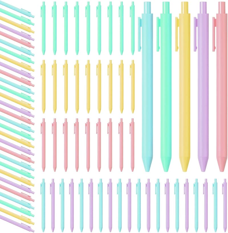 Macaron Color Retractable Ballpoint Pens - 50 Pcs Set