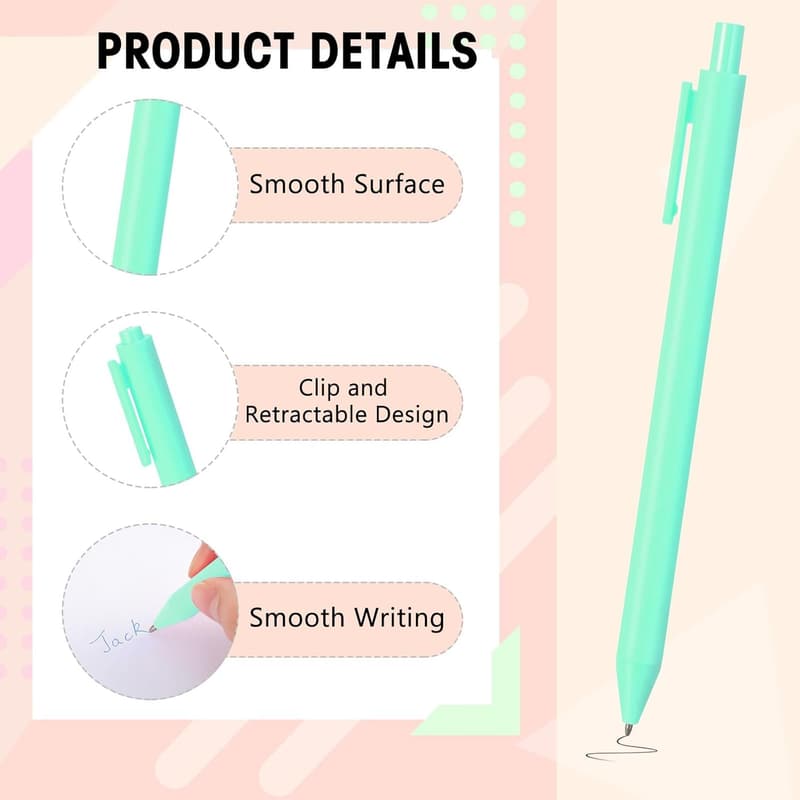 Macaron Color Retractable Ballpoint Pens - 50 Pcs Set