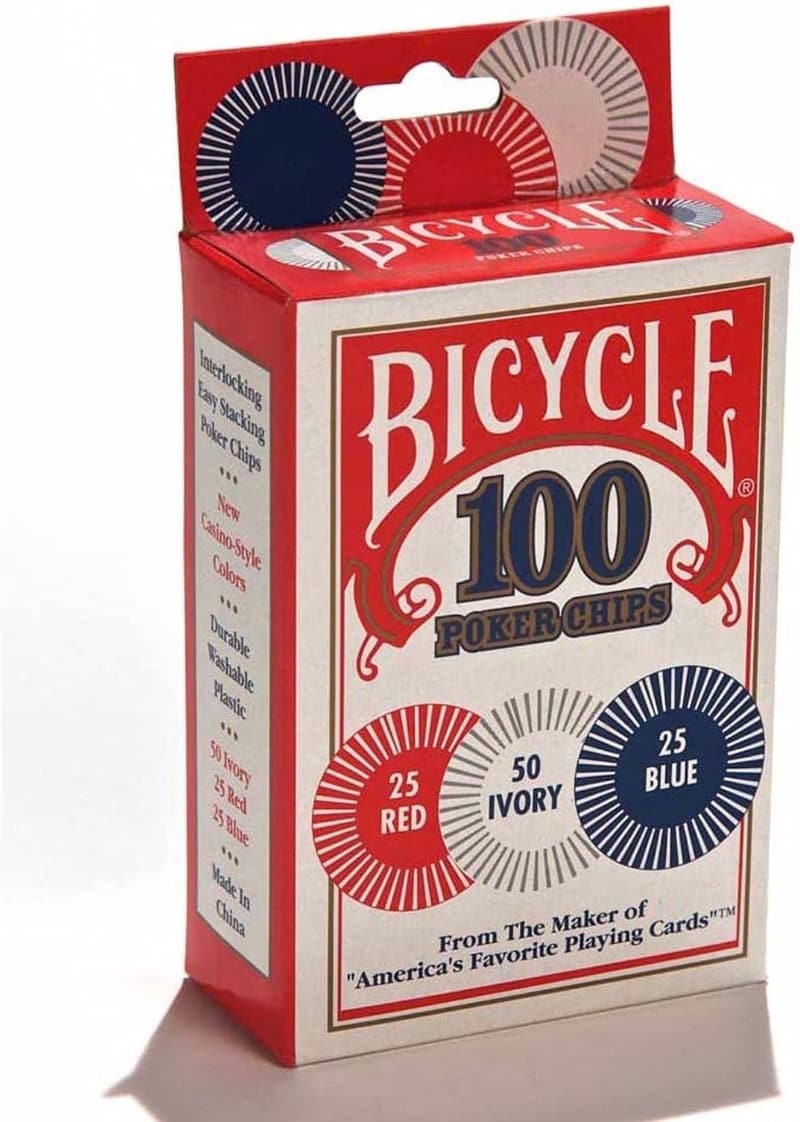 Bicycle Poker Chips - 100 Count in 3 Colors
