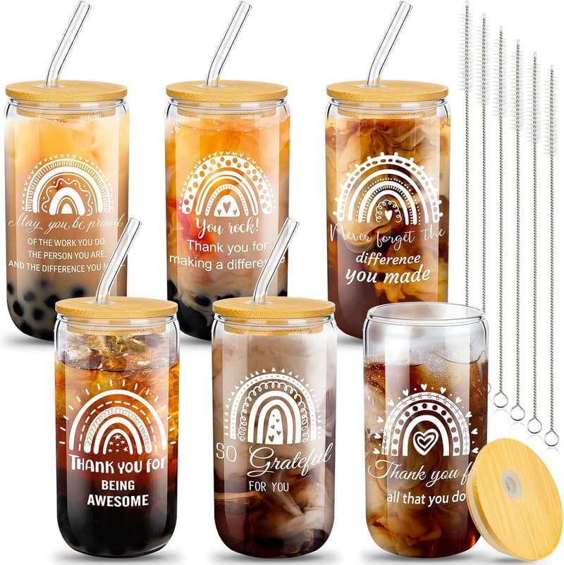 Employee Appreciation Gifts - 16oz Rainbow Can Glass Set