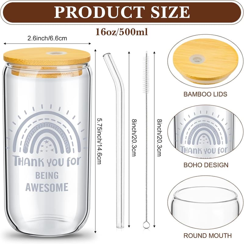 Employee Appreciation Gifts - 16oz Rainbow Can Glass Set