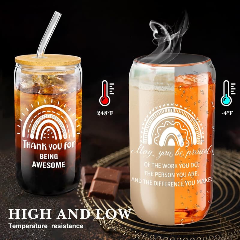 Employee Appreciation Gifts - 16oz Rainbow Can Glass Set