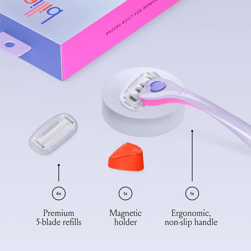 Women’s Shave Kit with 5-Blade Razor, 4 Refills & Holder