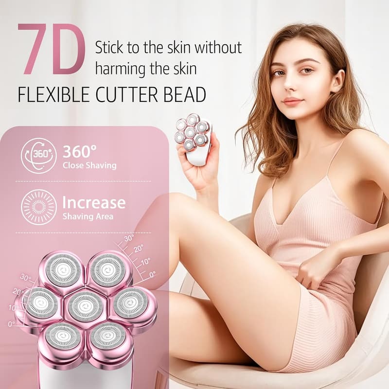 5-in-1 Rechargeable Women's Electric Razor - Waterproof Hair Remover