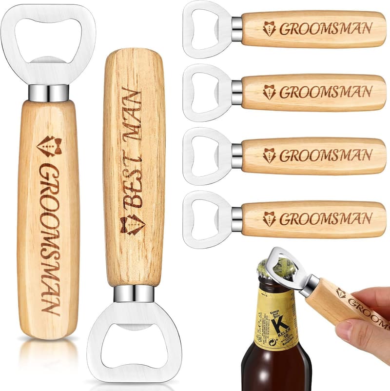 Groomsmen Gift Set: Wooden Bottle Openers (6 Pcs)