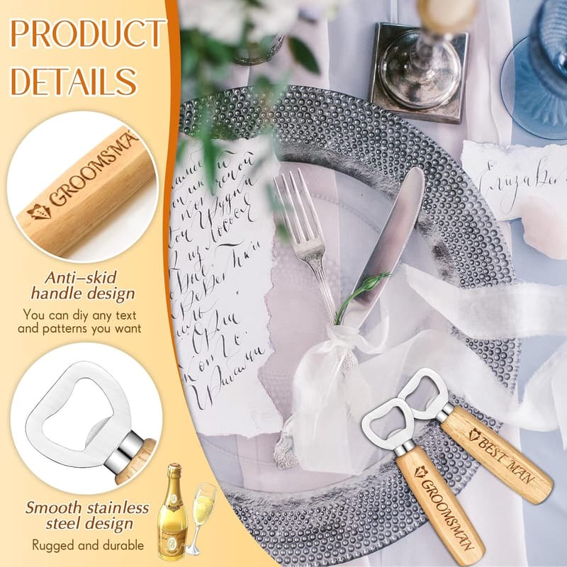 Groomsmen Gift Set: Wooden Bottle Openers (6 Pcs)