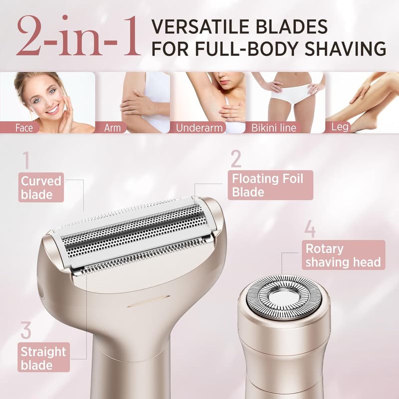 Rechargeable Electric Razor for Women - Painless Hair Trimming