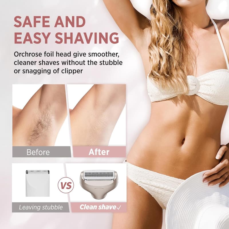 Rechargeable Electric Razor for Women - Painless Hair Trimming