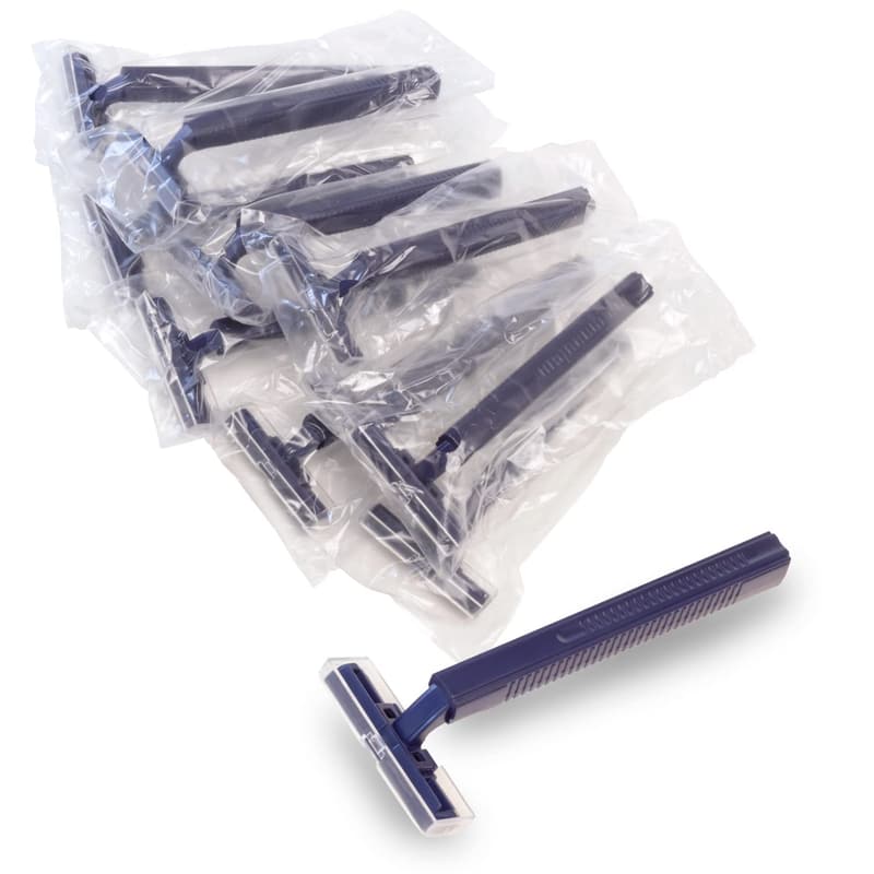 Disposable Twin Blade Razors (144 Pack) with Safety Cap