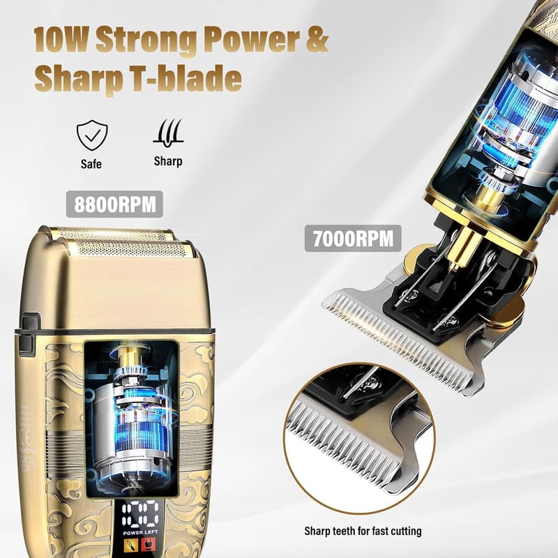 Men's Hair Trimmer Set - Cordless T-Blade & Nose Trimmer