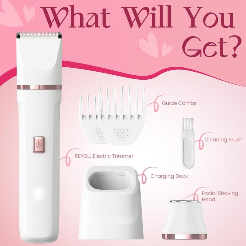 Women's Electric Body Groomer - Waterproof Hair Trimmer with Ceramic Blades