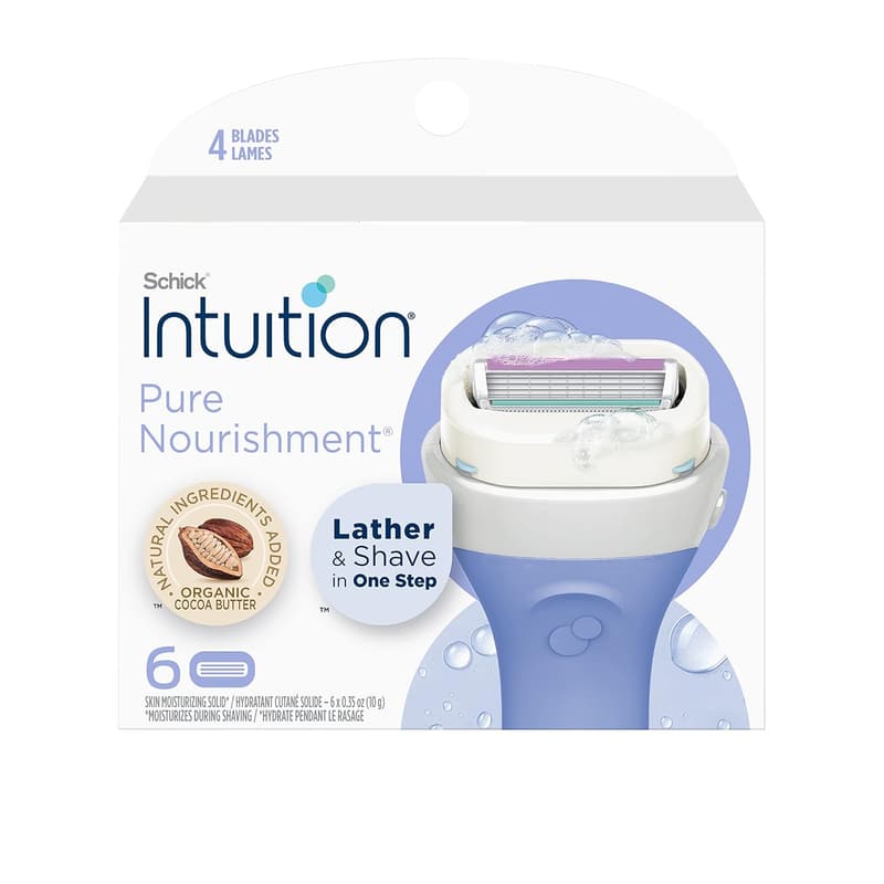 Women's Intuition Razor Blade Refills with Organic Cocoa Butter, 6 Count