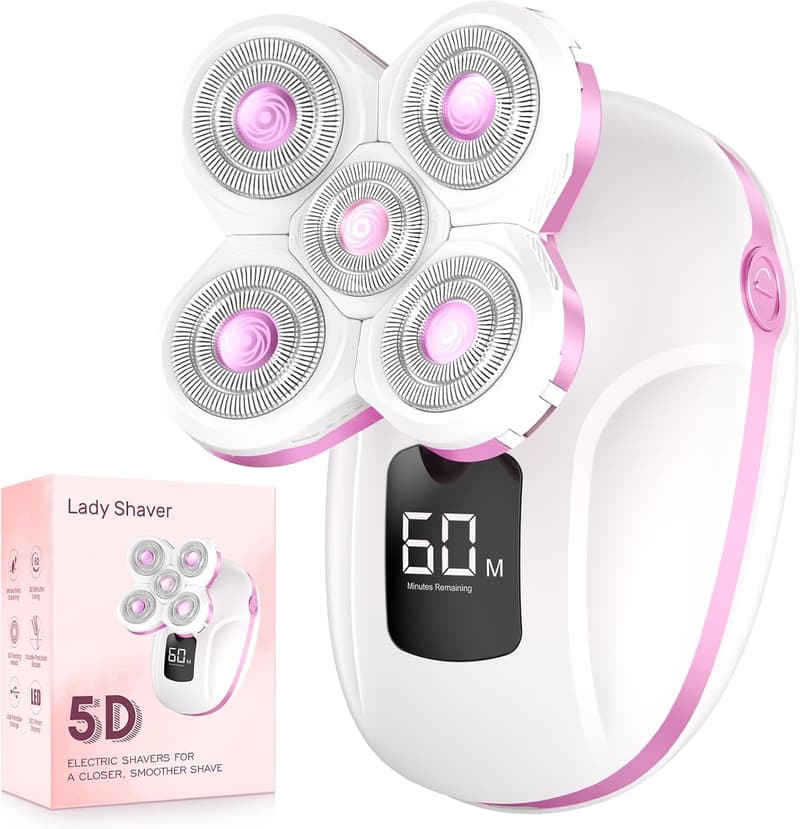 Rechargeable Women's Electric Razor - Painless Wet/Dry Grooming Kit