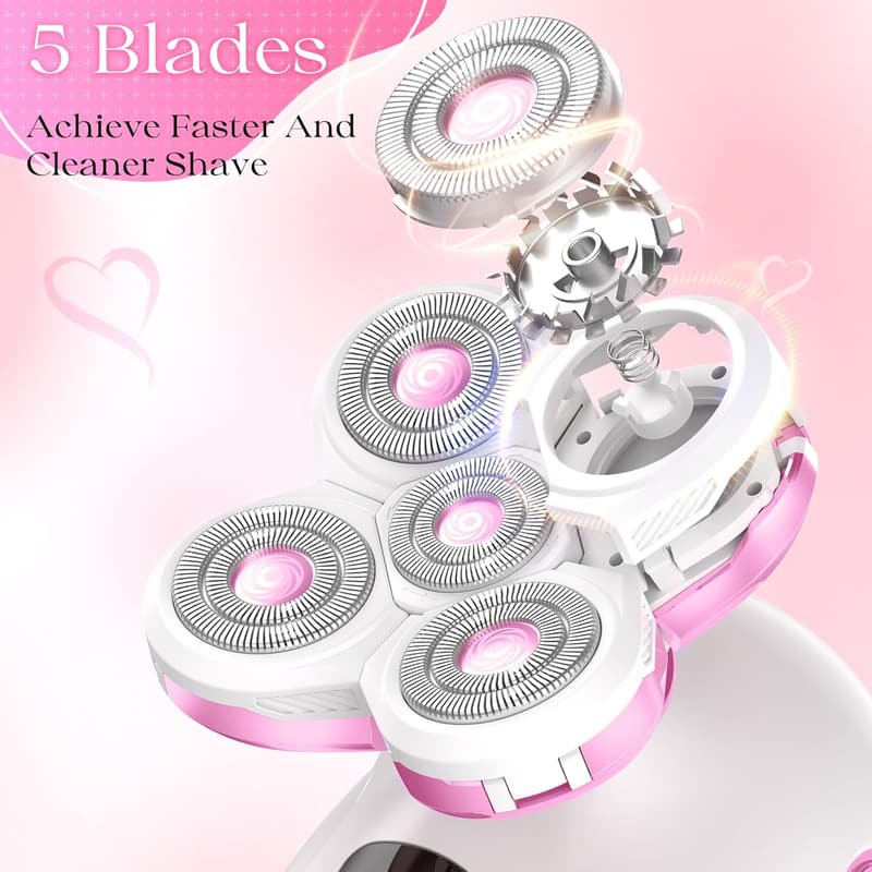 Rechargeable Women's Electric Razor - Painless Wet/Dry Grooming Kit