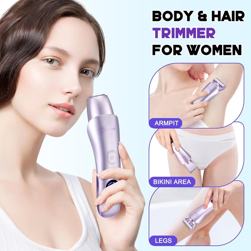 Women's Electric Bikini Trimmer with LED Display - Waterproof Razor
