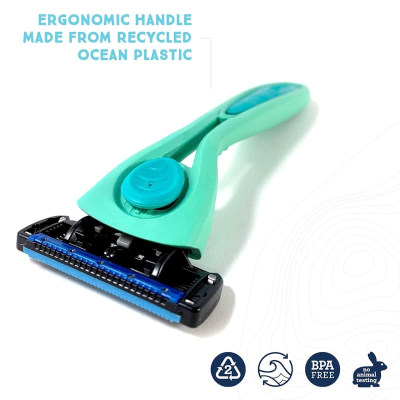 Eco-Friendly 5-Blade Razor System Made with Recycled Ocean Plastic