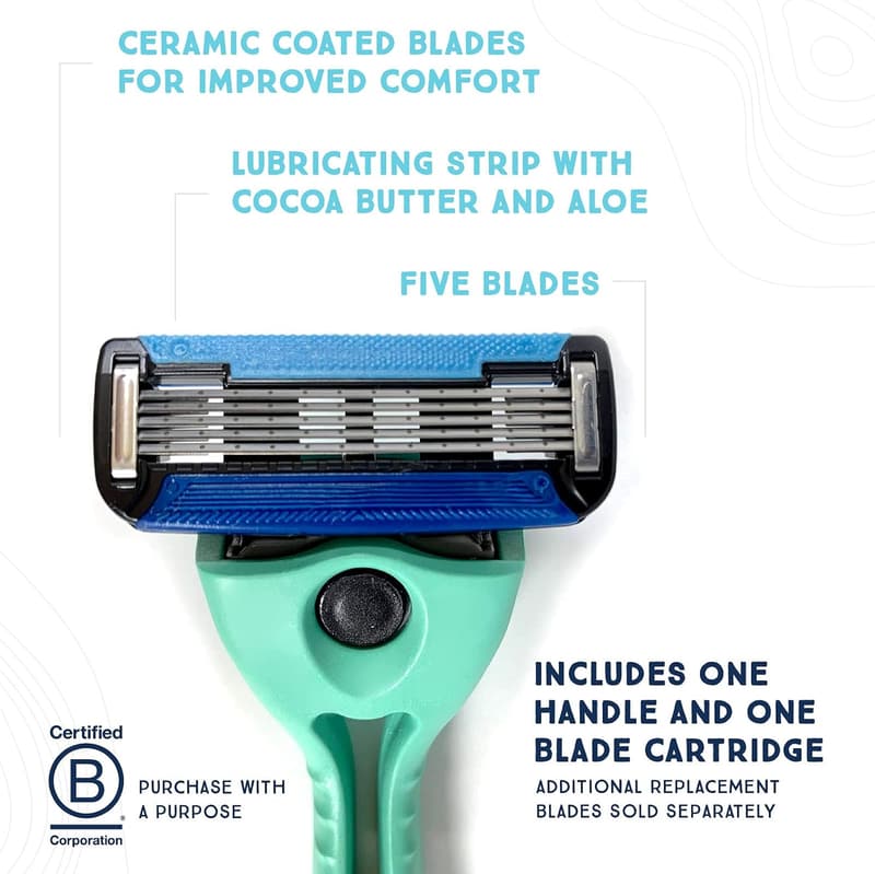 Eco-Friendly 5-Blade Razor System Made with Recycled Ocean Plastic