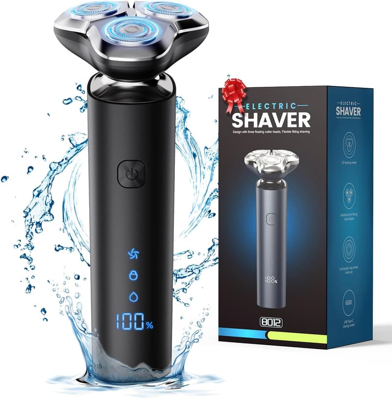 Men's Waterproof Electric Razor with 3-Blade System