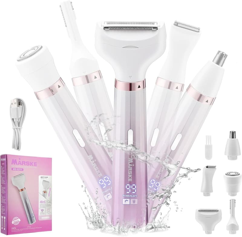 5-in-1 Electric Shaver for Women, Wet/Dry Hair Removal