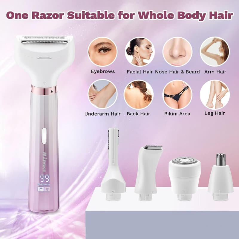 5-in-1 Electric Shaver for Women, Wet/Dry Hair Removal