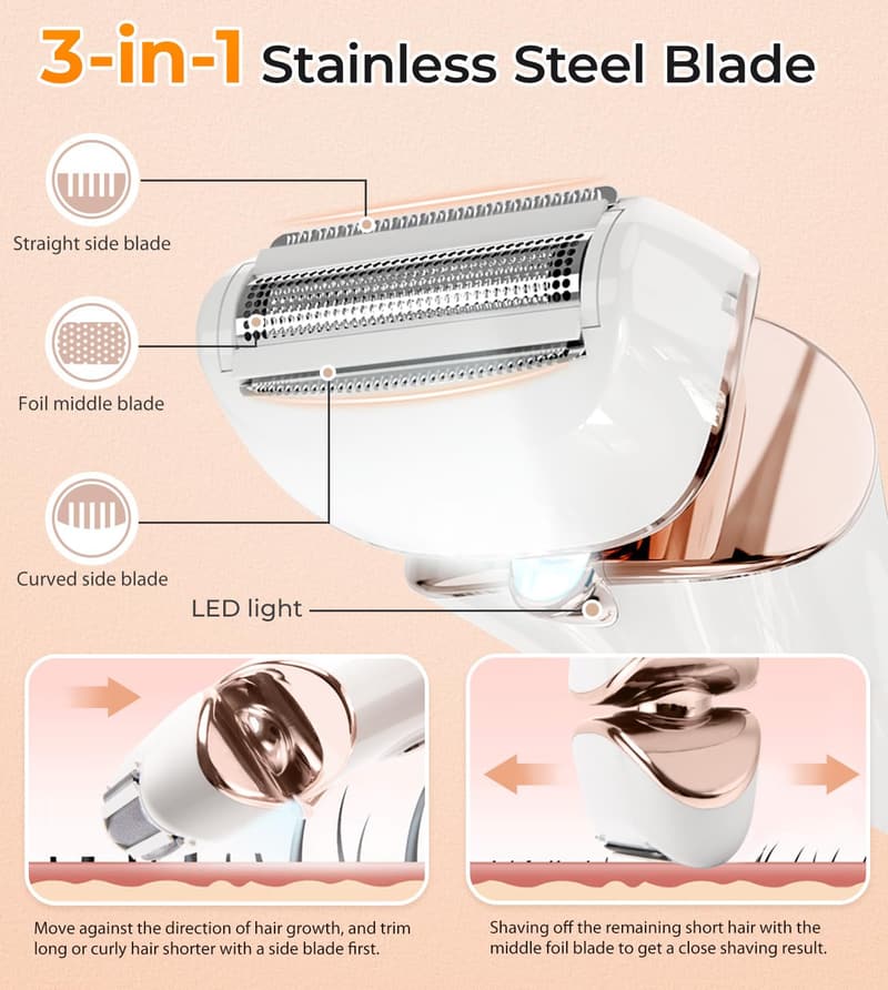 Cordless Electric Shaver for Women - USB Rechargeable, Waterproof