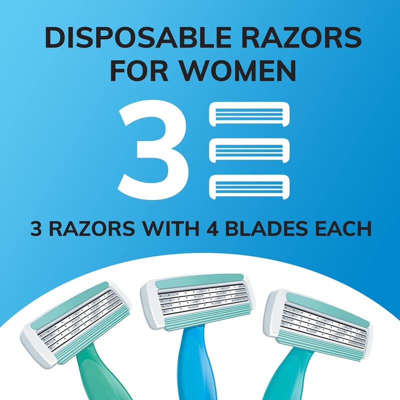 BIC Soleil Comfort 4-Blade Razors for Women - Sensitive Skin Set (6 Total)