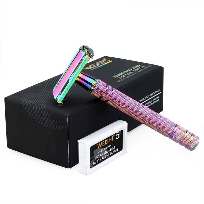 Elegant Rainbow Butterfly Open Safety Razor for Women