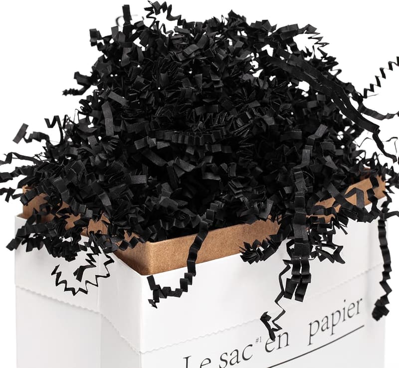Black Crinkle Cut Paper Shred Filler for Gift Baskets