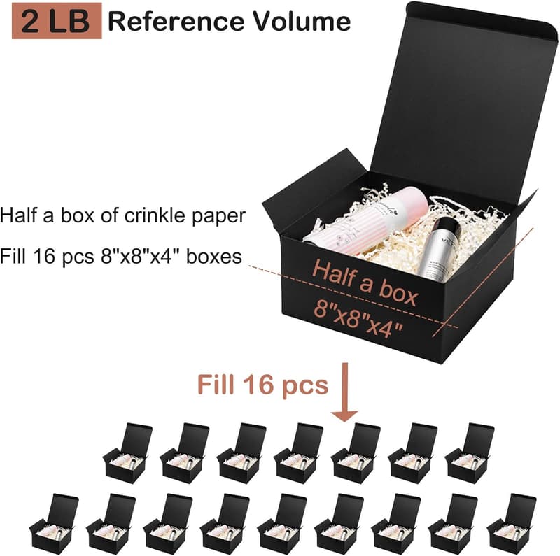 Black Crinkle Cut Paper Shred Filler for Gift Baskets