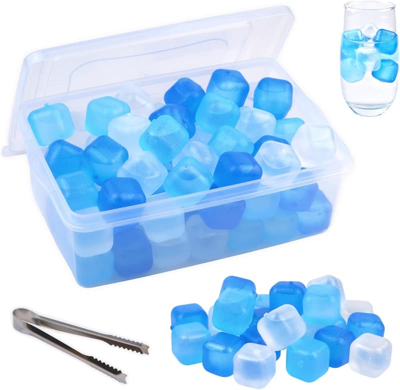 BPA-Free Reusable Square Ice Cubes - 60 Pack