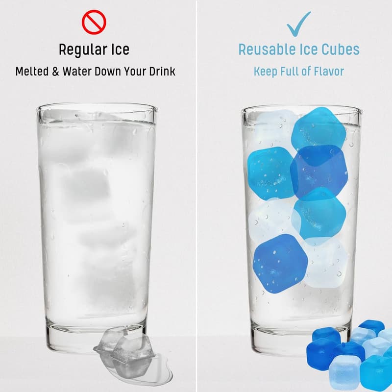 BPA-Free Reusable Square Ice Cubes - 60 Pack