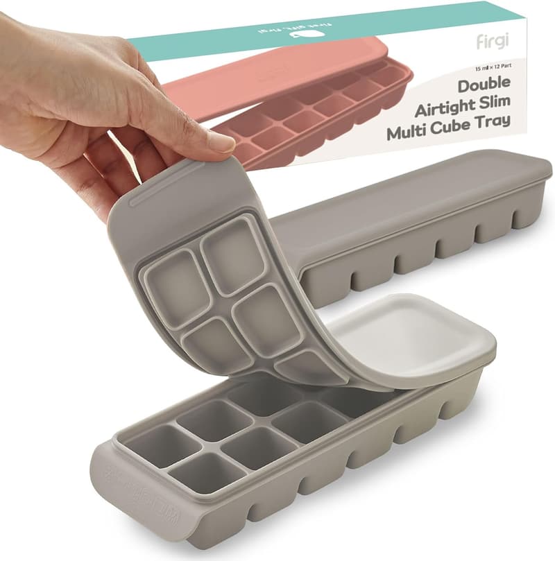 BPA-Free Silicone Ice Cube Tray with Airtight Lid for Baby Food