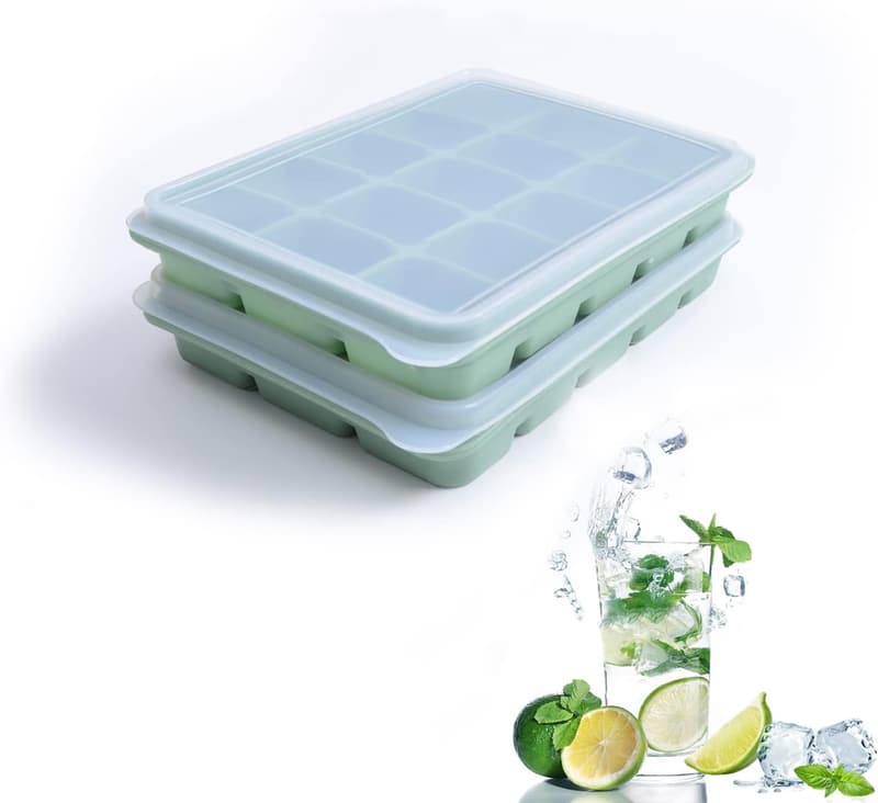 Silicone Ice Cube Trays Set of 2 - Easy Release, Stackable, BPA Free