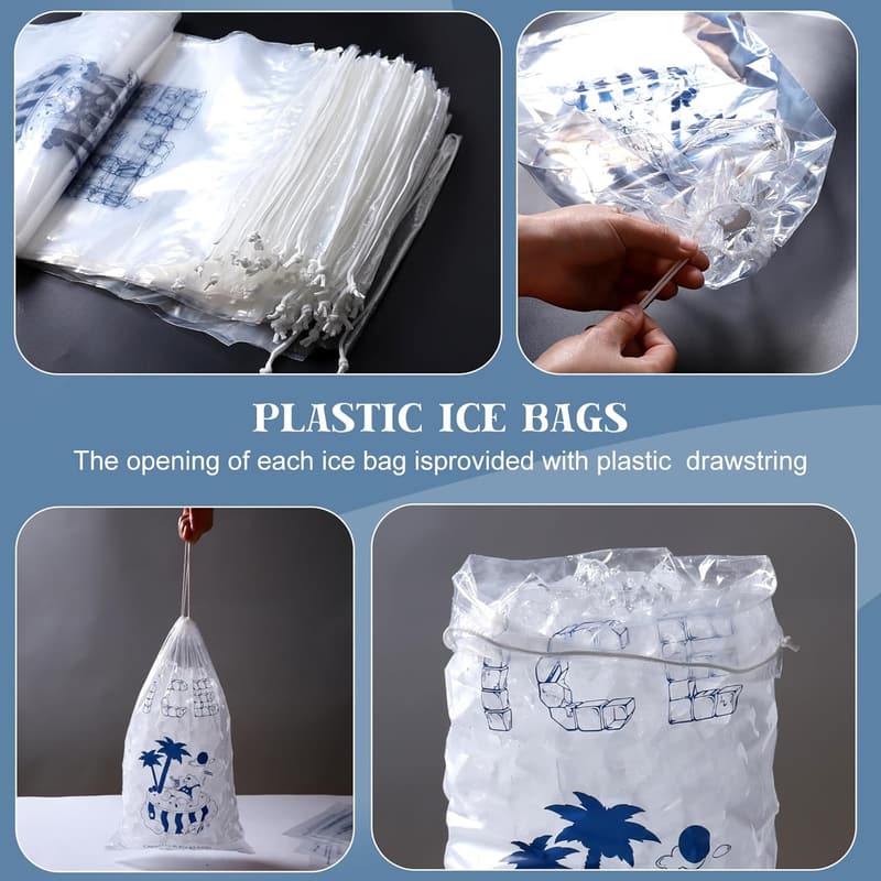 Reusable Heavy-Duty Ice Cube Bags - 50 Pack, 11x19 Inch