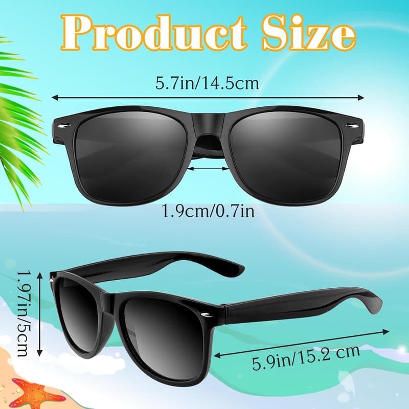 Bulk Black Sunglasses Pack for Summer Parties - 6/12/24/48 Count