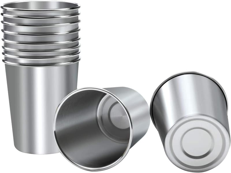 10-Pack 8 oz Stainless Steel Shatterproof Drinking Cups