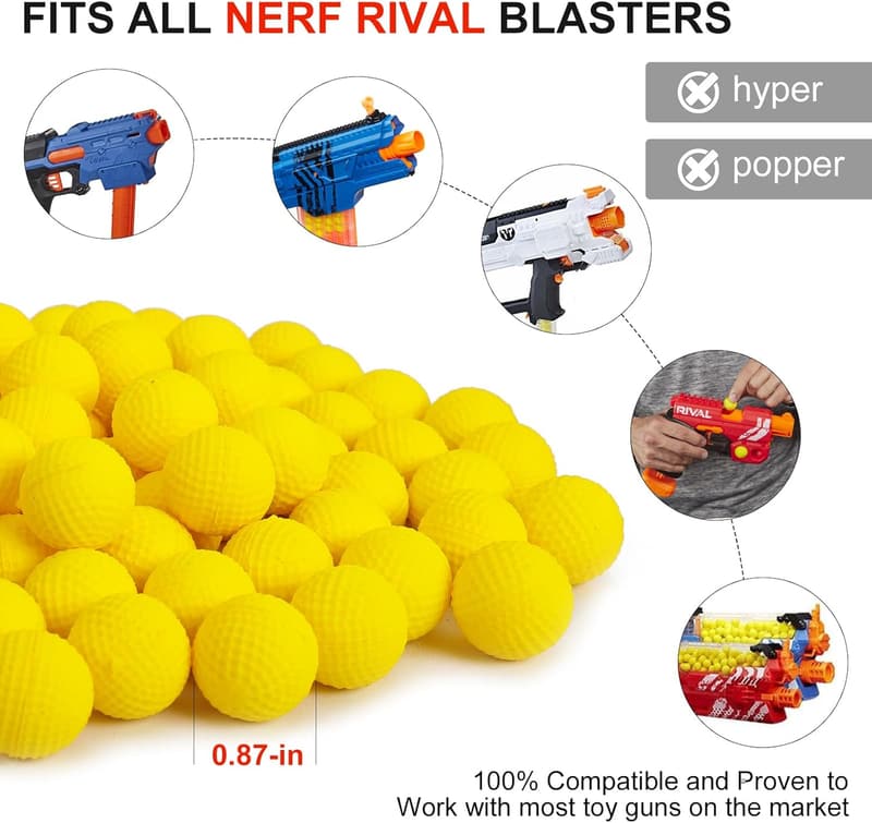 Nerf Rival-Compatible High-Impact Yellow Foam Balls Refill Pack