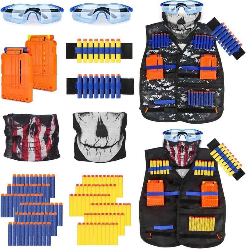 Nerf Tactical Vest Kit for Kids with Darts & Accessories (2 Pack)