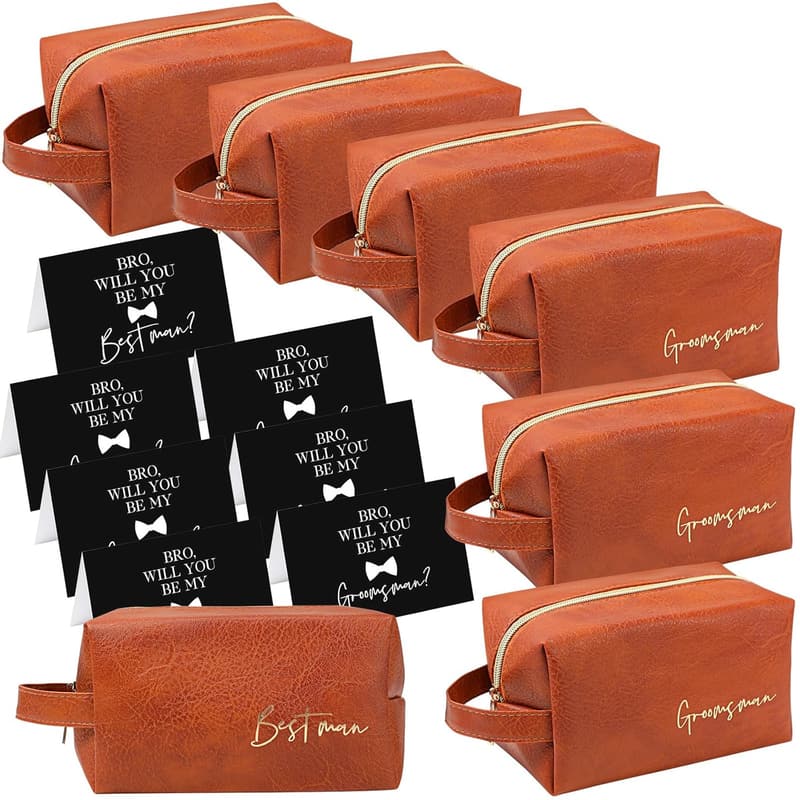 Groomsmen Toiletry Bag Set - PU Leather Gifts for Men