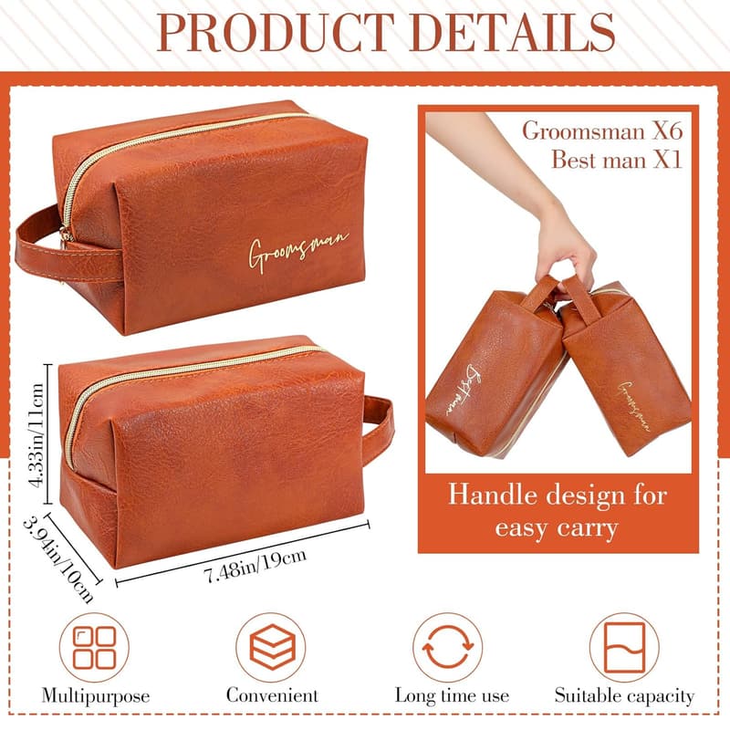Groomsmen Toiletry Bag Set - PU Leather Gifts for Men